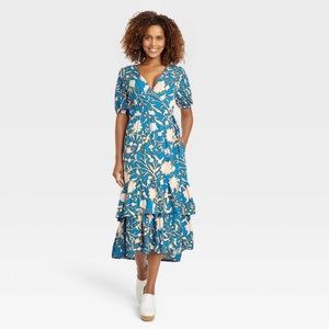 Floral Wrap Midi Dress